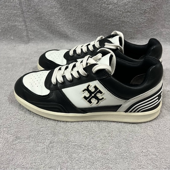 Tory Burch Clover Court Women’s 8 Sneaker Black White Low Top - Picture 3 of 10